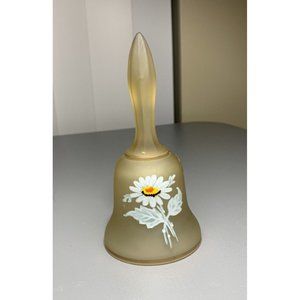 Westmoreland Glass Yellow Frosted Satin Bell with Hand Painted Daisy w/ Sticker